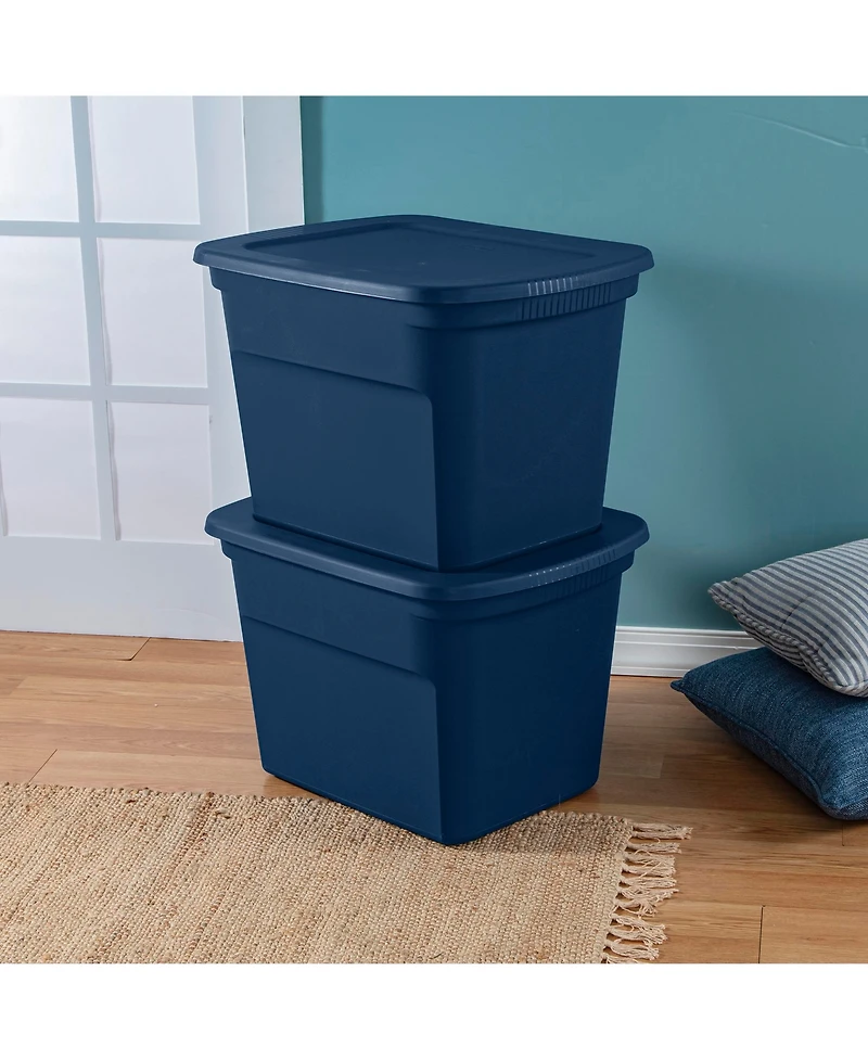 Sterilite Classic Lidded Stackable 18 Gal Storage Tote Container, Blue