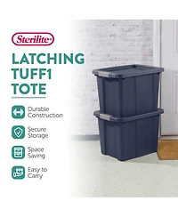 Sterilite 18 Gal Latching Tuff1 Stackable Storage Tote w/ Latching Lid, 12 Pack