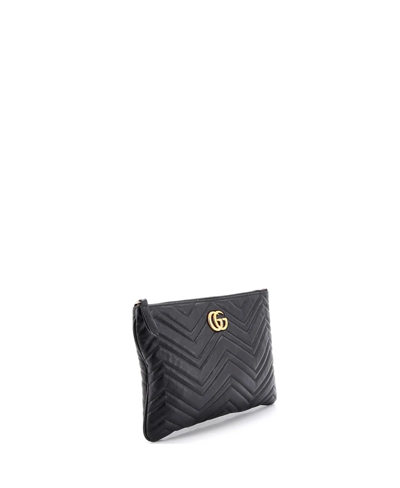 Pre-Owned Gucci Small Gg Marmont Clutch Matelasse Leather
