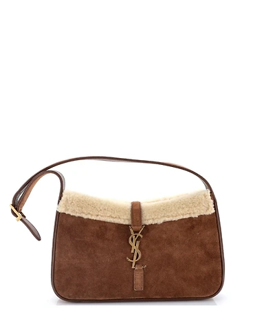 Pre-Owned Saint Laurent Small Le 5 a 7 Hobo Suede with Shearling