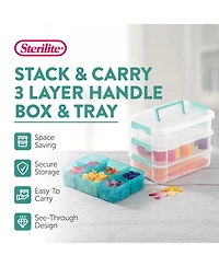 Sterilite Convenient Home 3-Tiered Stack Carry Storage Box, Clear (6 Pack)