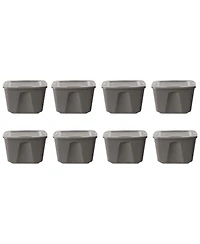 Homz 18-Gallon Stackable Plastic Storage Tote Container with Snap-On Lid, 8 Pack