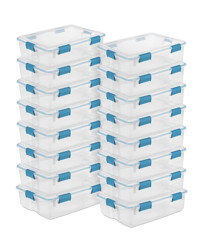 Sterilite 37 Qt Clear Plastic Home Storage Tote Bin with Secure Lids, (16 Pack)
