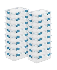 Sterilite 37 Qt Clear Plastic Home Storage Tote Bin with Secure Lids, (16 Pack)