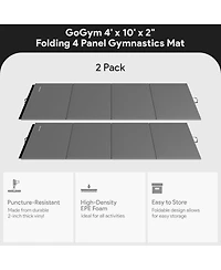 BalanceFrom Fitness GoGym 4' x 10' x 2" Folding Gymnastics Mat, Gray (2 Pack)