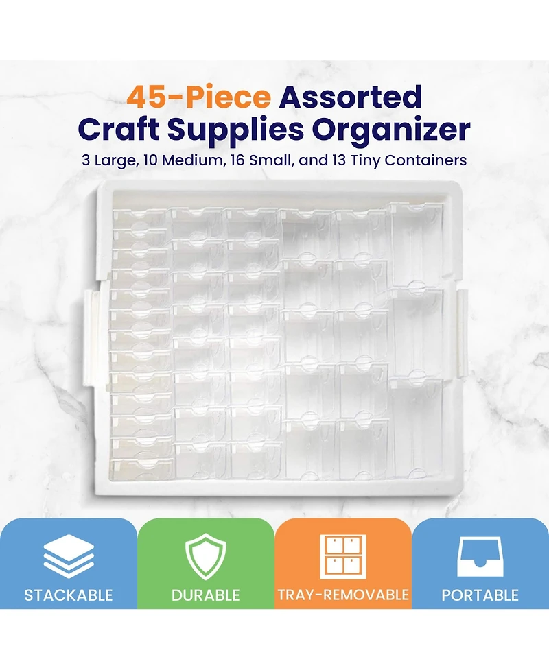 Elizabeth Ward Bead Storage Solutions 45 Piece Craft Supplies Organizer, 8 Pack