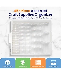 Elizabeth Ward Bead Storage Solutions 45 Piece Craft Supplies Organizer, 8 Pack
