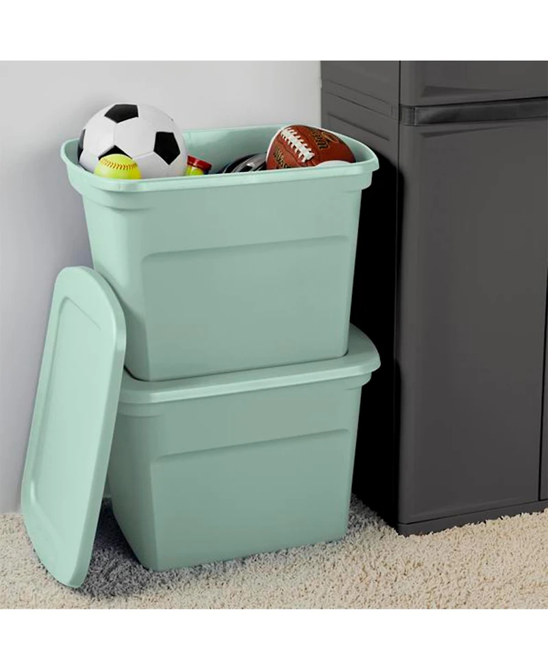 Sterilite 8 Pack 18 Gal Plastic Stackable Storage Container w/ Lid, Mindful Mint