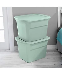 Sterilite 8 Pack 18 Gal Plastic Stackable Storage Container w/ Lid, Mindful Mint
