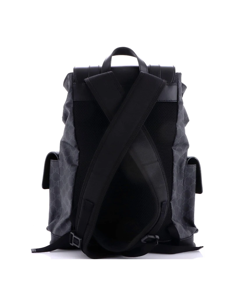 Pre-Owned Gucci Large Double Pocket Buckle Backpack Gg Coated Canvas