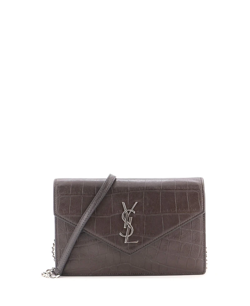 Pre-Owned Saint Laurent Small Classic Monogram Wallet on Chain Embossed Leather