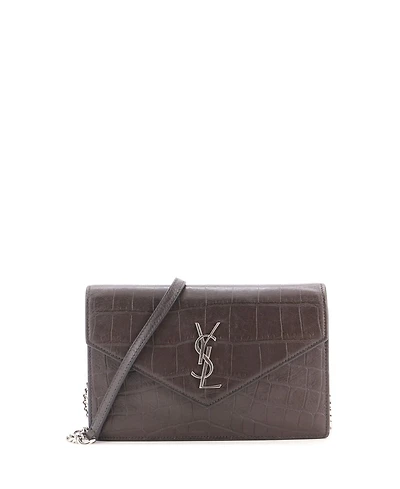 Pre-Owned Saint Laurent Small Classic Monogram Wallet on Chain Embossed Leather
