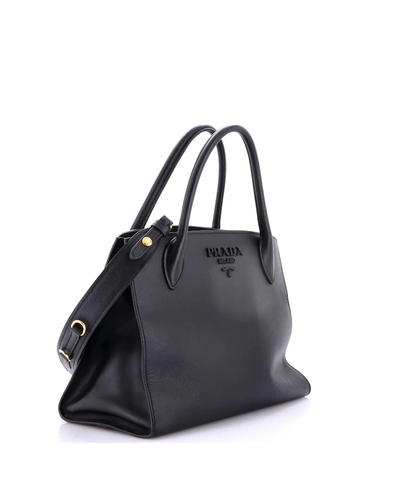 Pre-Owned Prada Medium Monochrome Tote Saffiano with City Calf