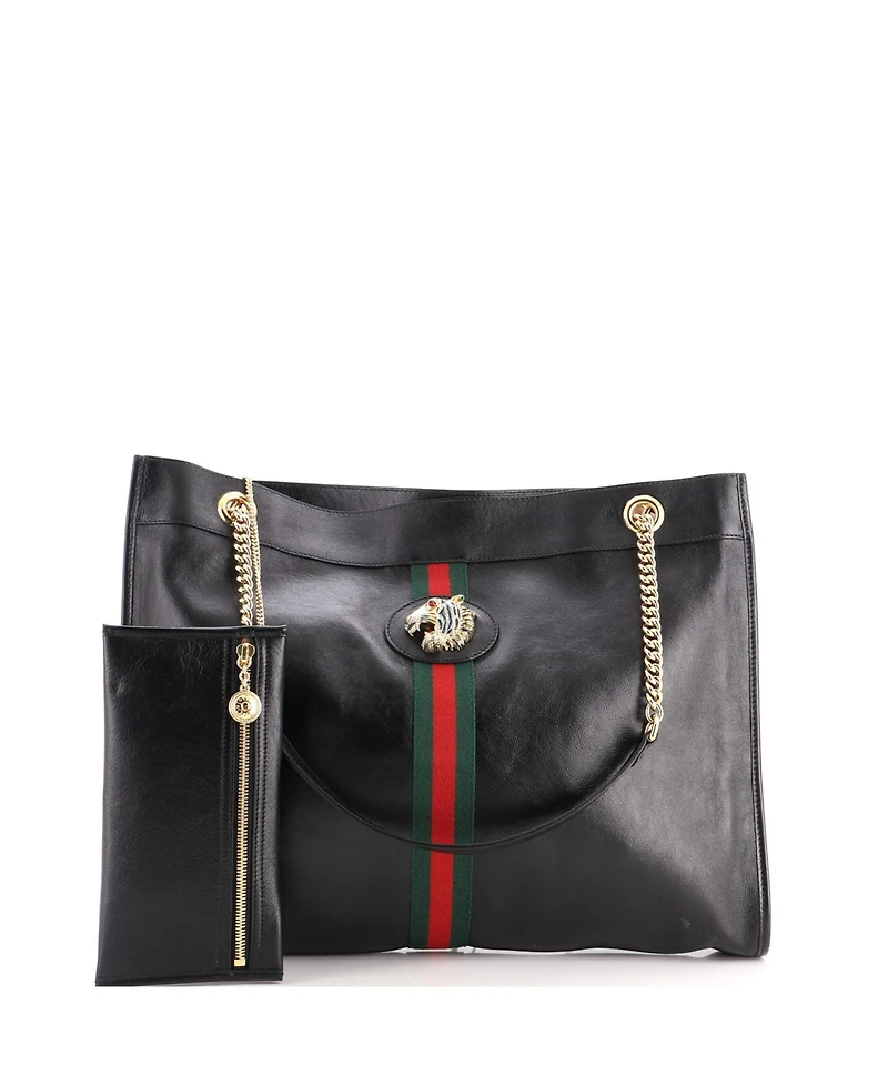 Pre-Owned Gucci Large Rajah Chain Tote Leather