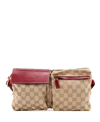 Pre-Owned Gucci Vintage Double Belt Bag Gg Canvas with Leather