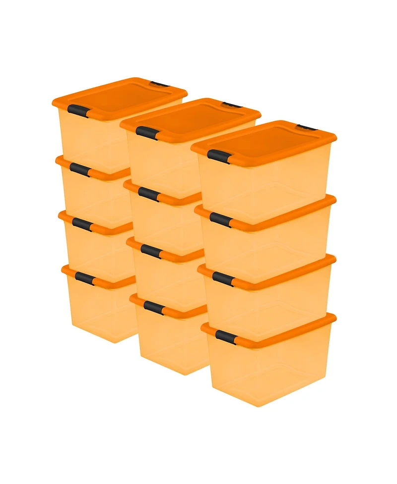 Sterilite Orange 64 Quart Latching Plastic Storage Box Container Tote, (6 Pack)