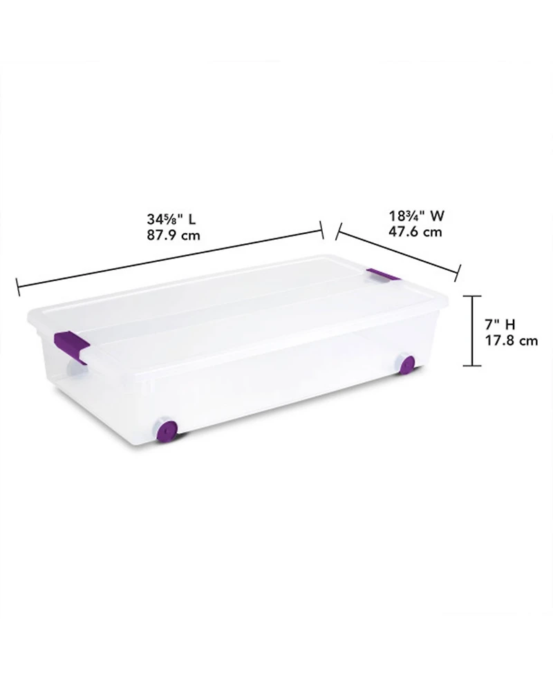 Sterilite 60 Quart ClearView Latch Lid Wheeled Underbed Storage Tote, (16 Pack)