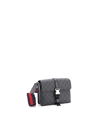 Pre-Owned Gucci Mini Front Buckle Web Messenger Bag Gg Coated Canvas