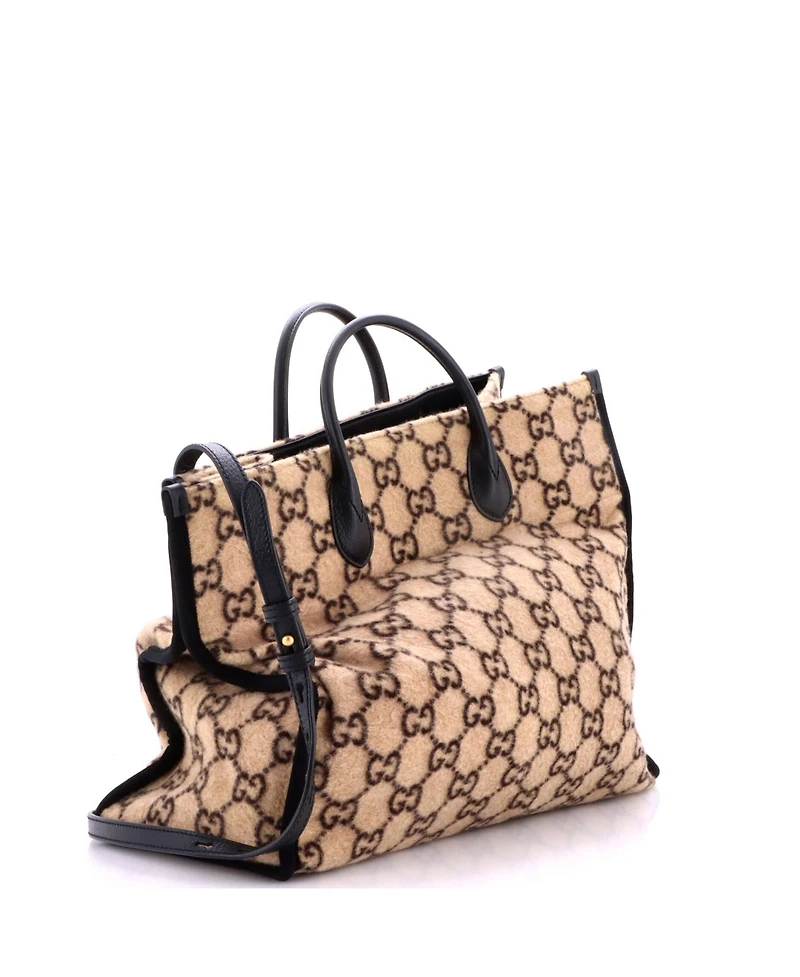 Pre-Owned Gucci Large Shopping Tote Gg Wool