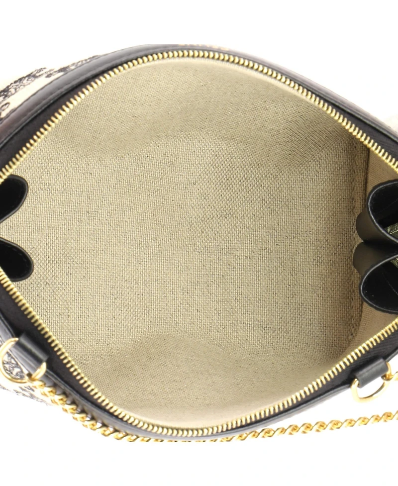 Pre-Owned Celine Zip Around Chain Clutch Triomphe Canvas