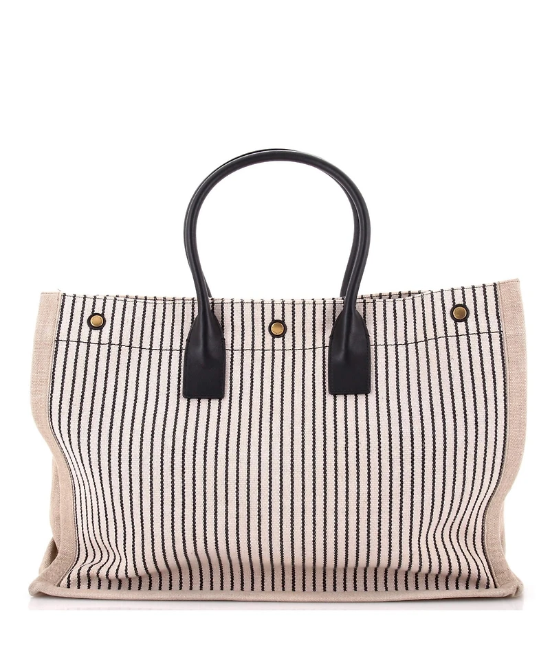 Pre-Owned Saint Laurent Large Rive Gauche Shopper Tote Striped Canvas