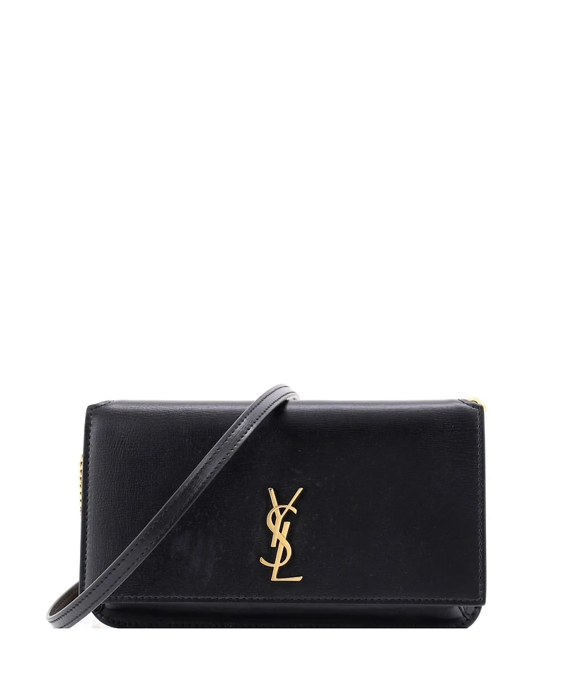 Pre-Owned Saint Laurent Classic Monogram Phone Holder Shoulder Bag Leather