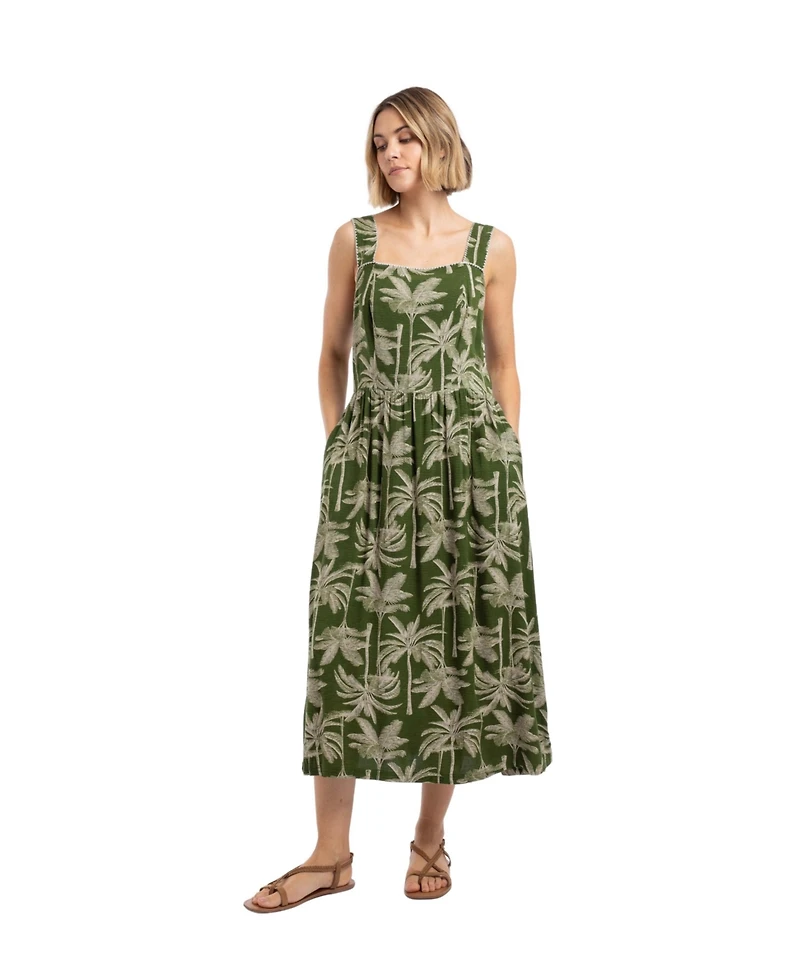 Weird Fish Women's Tatum Printed Square Neck Midi Dress
