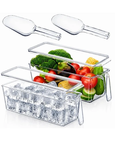 Piscifun Lidded Plastic Ice Storage Bin With Scoop Stackable Multi Purpose Food Container