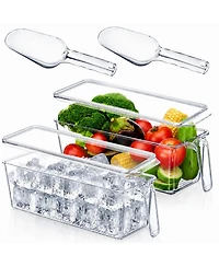 Piscifun Lidded Plastic Ice Storage Bin With Scoop Stackable Multi Purpose Food Container