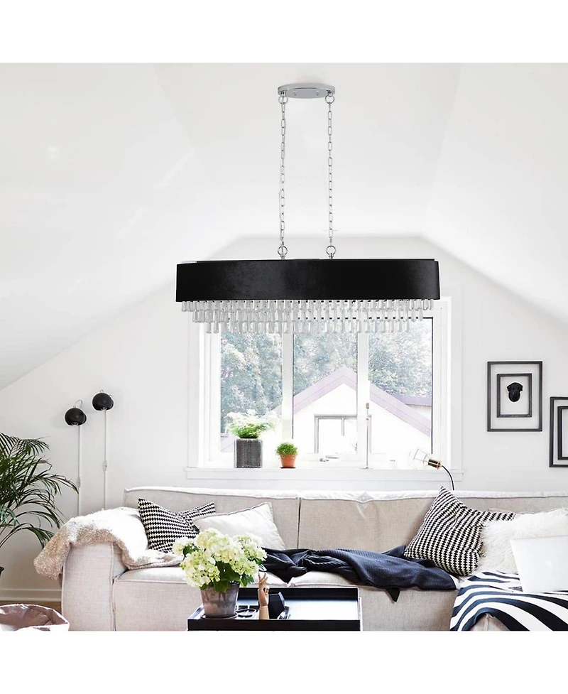 Clihome 39" Modern Crystal Chandelier with Imitation Velvet Anti-Glare Shade (Bulb Not Included)