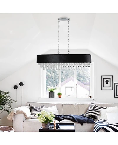 Clihome 39" Modern Crystal Chandelier with Imitation Velvet Anti-Glare Shade (Bulb Not Included)