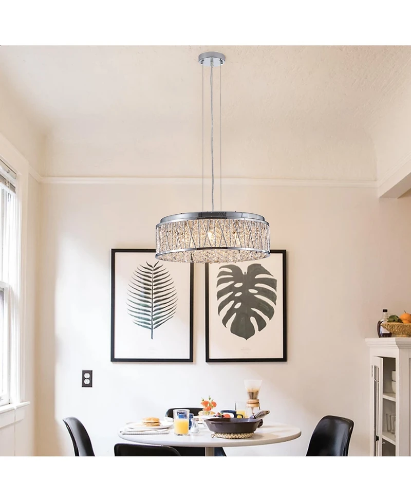 Clihome Crystal Chandelier 19" Round Ceiling Light Flush Mount Ceiling Light Fixture (Bulb Not Included)