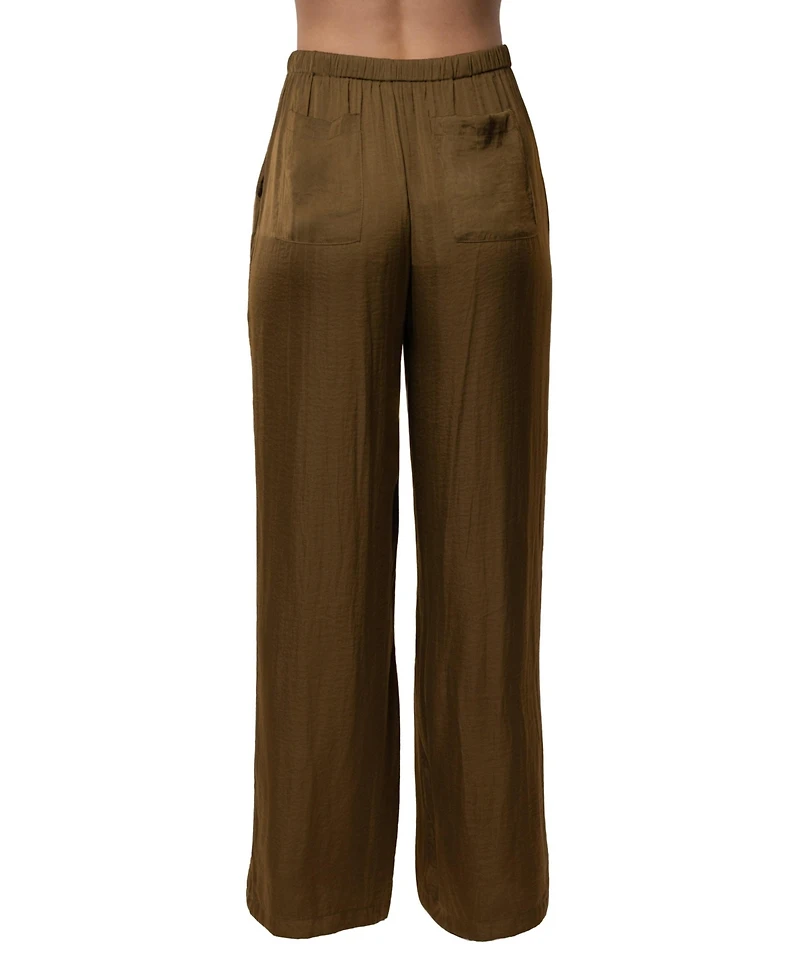 Jluxlabel Women's Seaside Glow High-Waisted Wide-Leg Satin Pants