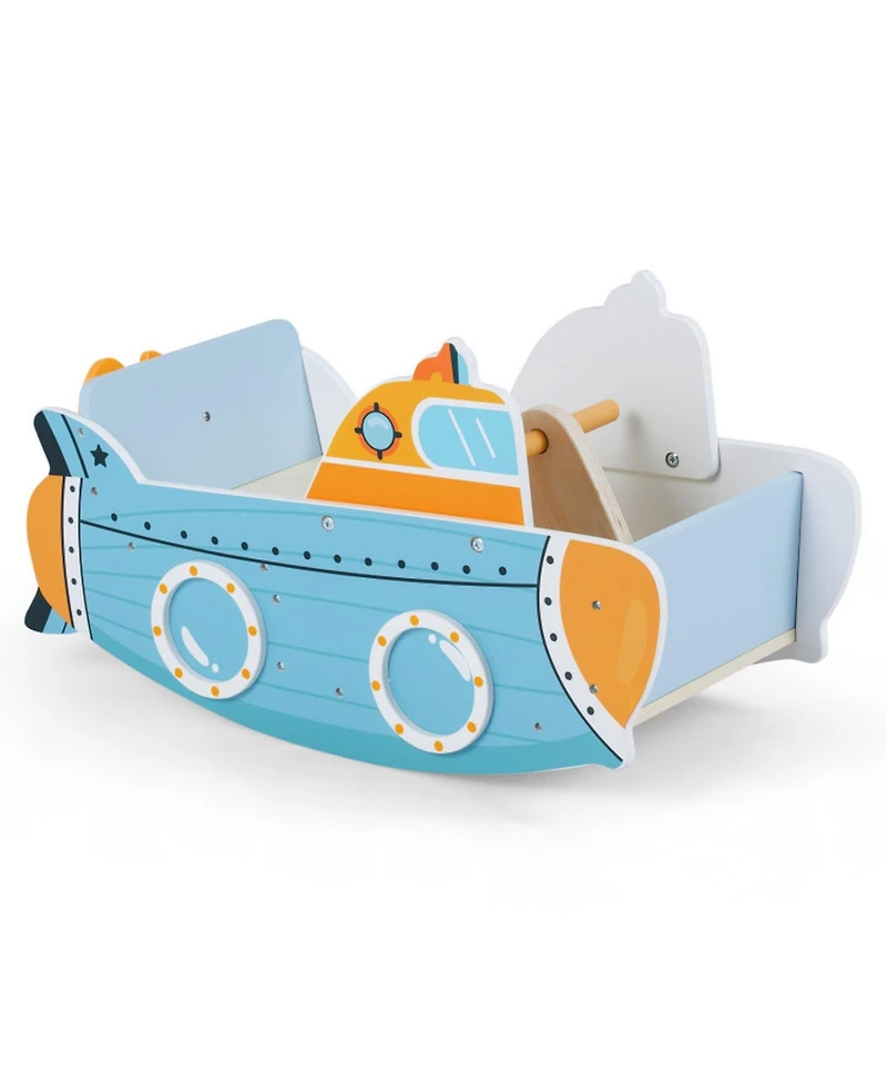 Sugift Wooden Rocking Climber with Rotating Propeller, 45 lb Capacity, Ages 1+