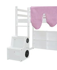 Streamdale Furniture Wooden Loft Bed House with Tent