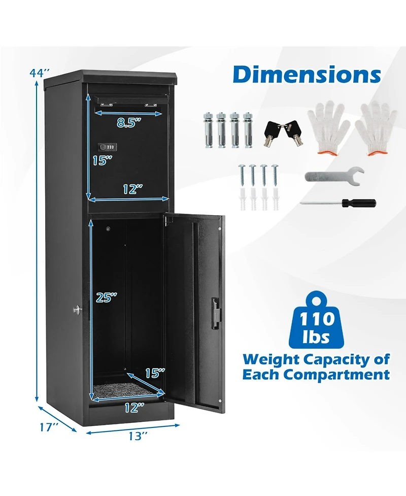 Mecale Dual Compartment Package Delivery Box with Coded Lock