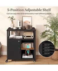 Mecale File Cabinet on Wheels with Charging Station and Cable Management Hole