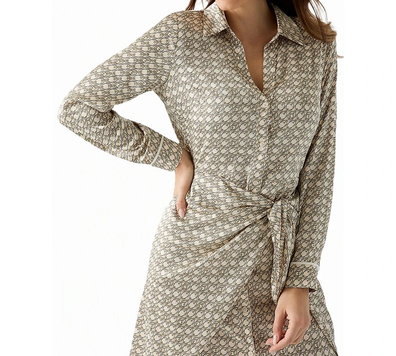 Guess Women's Alya Long-Sleeve Wrap Geometric-Print Dress