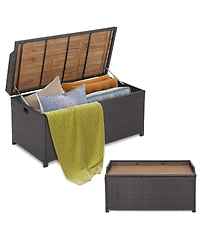 Mecale 45-Gallon Storage Bench with Acacia Lid, Holds 795 lbs