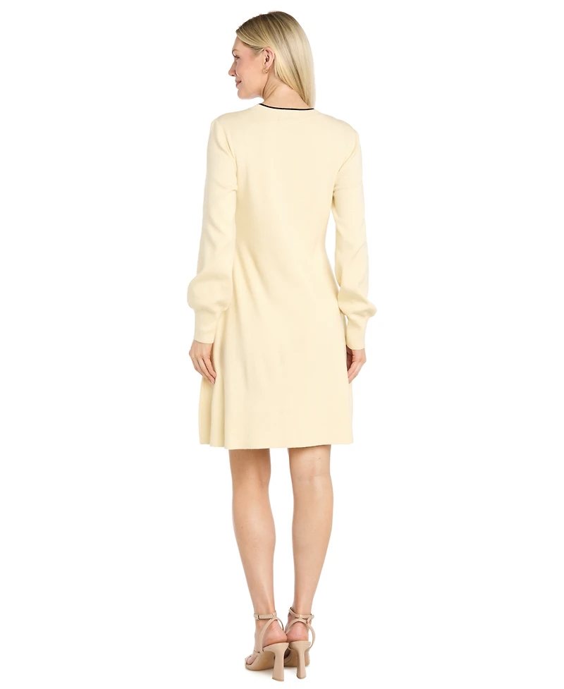 R & M Richards Women's Long-Sleeve Scoop-Neck Sweater Dress