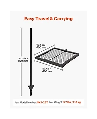 Sugift 16 In Swivel Campfire Grill Grate with 360 Degree Height Adjustable Steel Arm and Carry Bag