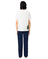 Lacoste Men's Cotton Crocodile Print Pajama Pants