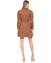 Donna Morgan Women's Long-Sleeve Mini Denim Shirt Dress