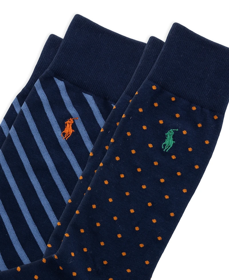 Polo Ralph Lauren Men's Dot & Stripe Slack Socks, 2-Pack