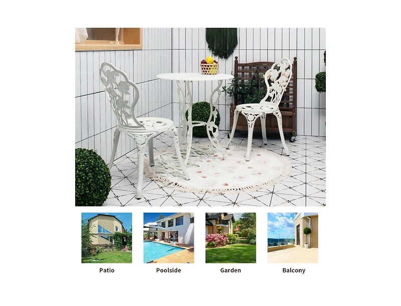 Mondawe Outdoor Cast Aluminum Patio Furniture Set with Rose Design