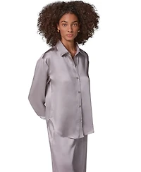Donna Karan Weekend Women's Satin Long-Sleeve Button-Down Blouse