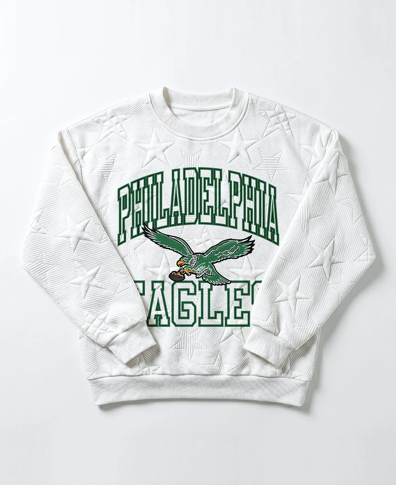 Gameday Couture Women's Philadelphia Eagles Big Play Energy Tonal Star Embossed Oversized Crewneck Sweatshirt