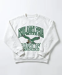 Gameday Couture Women's Philadelphia Eagles Big Play Energy Tonal Star Embossed Oversized Crewneck Sweatshirt