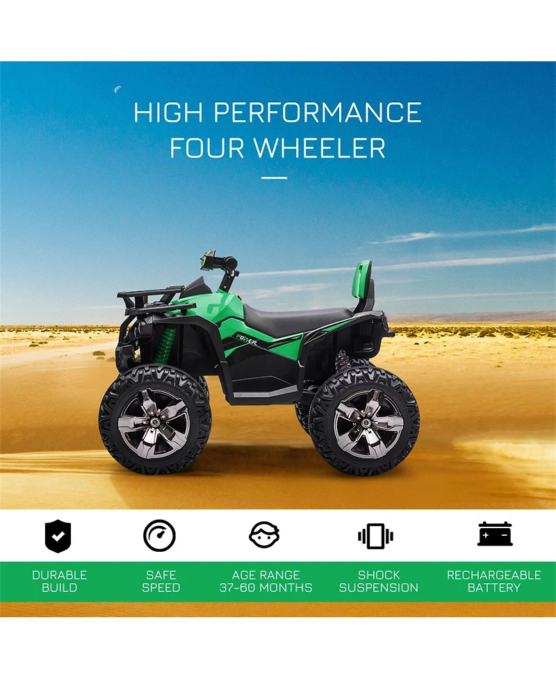 Yobtop 4 Wheeler 39.4"L x 25.6"W x 28.7"H Led Headlights, Music, Rechargeable Ride-On Atv, 66 lbs Capacity, Ages 3-7