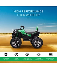 Yobtop 4 Wheeler 39.4"L x 25.6"W x 28.7"H Led Headlights, Music, Rechargeable Ride-On Atv, 66 lbs Capacity, Ages 3-7